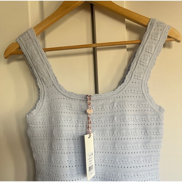 NWT LoveShackFancy Maryanne Knit Mini Dress Morning SKy Light Blue | size M - Picture 6 of 11